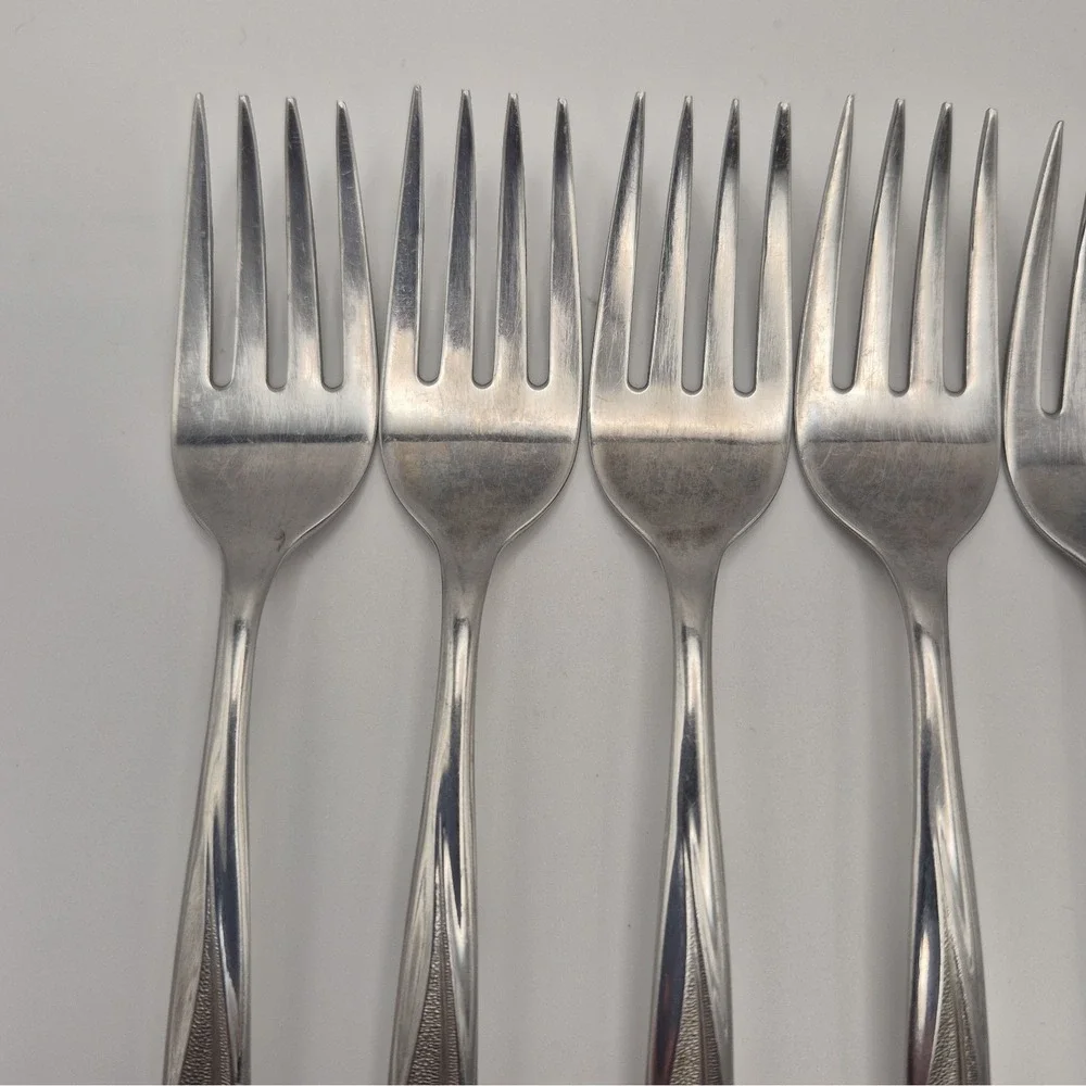 Vtg Superior Stainless Steel Flatware USA Radiant Rose Forks 5 Salad 1 Dinner